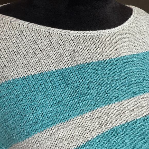 LOFT Striped Lightweight Cotton Sweater Boatneck Pullover Multi-Color Women’s L - Picture 6 of 10